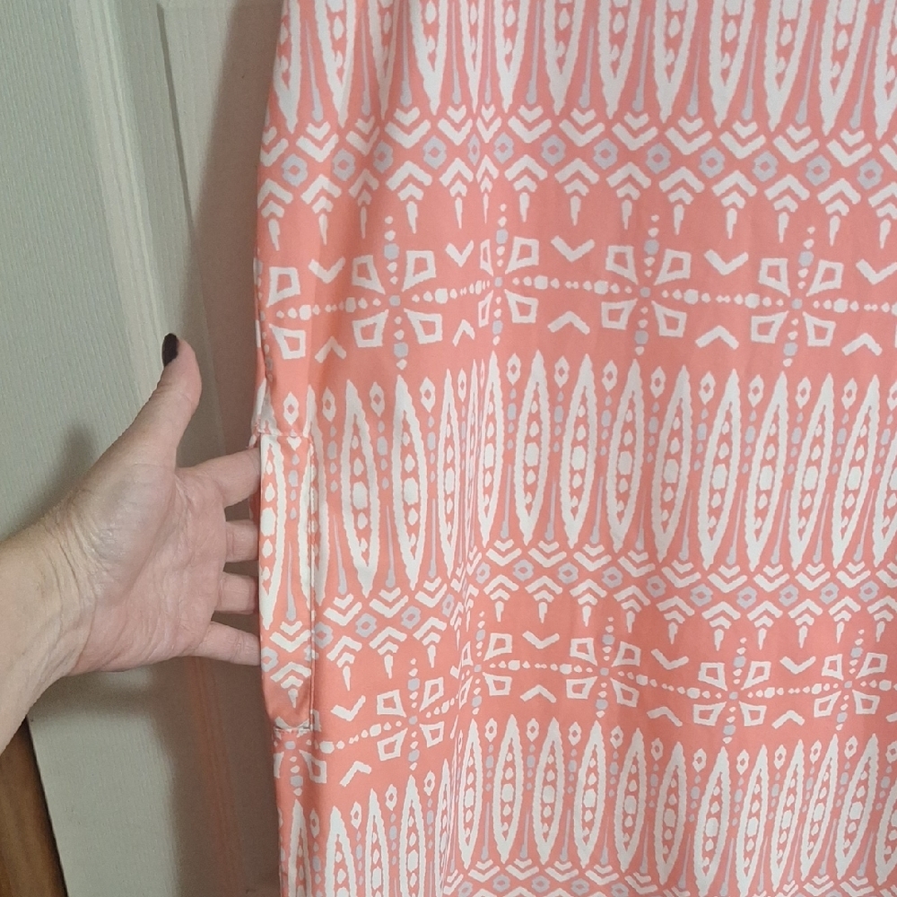 All For Color Peach and White Patterned Mini Dress - L - Picture 5 of 8